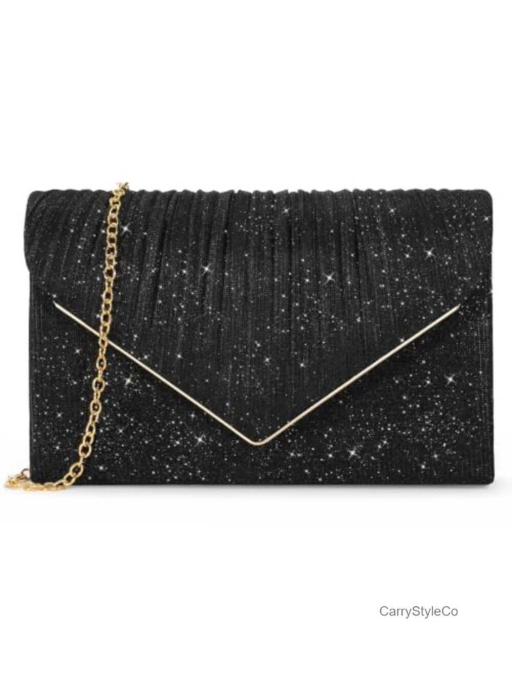 Glitter Envelope Clutch Formal Evening Bag with Detachable Chain